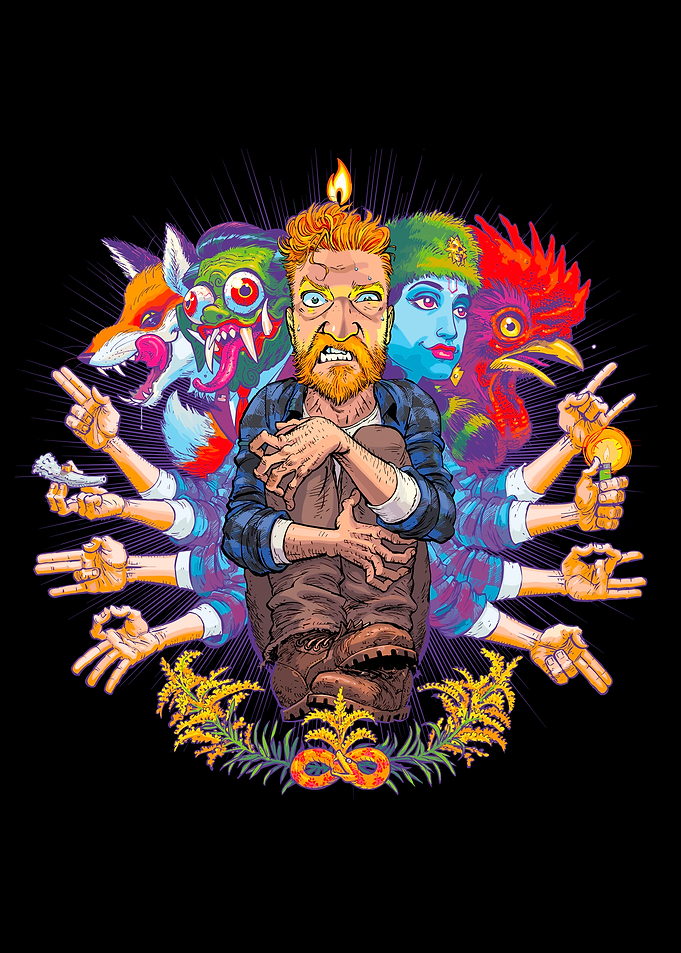 Man Surrounded by Creatures