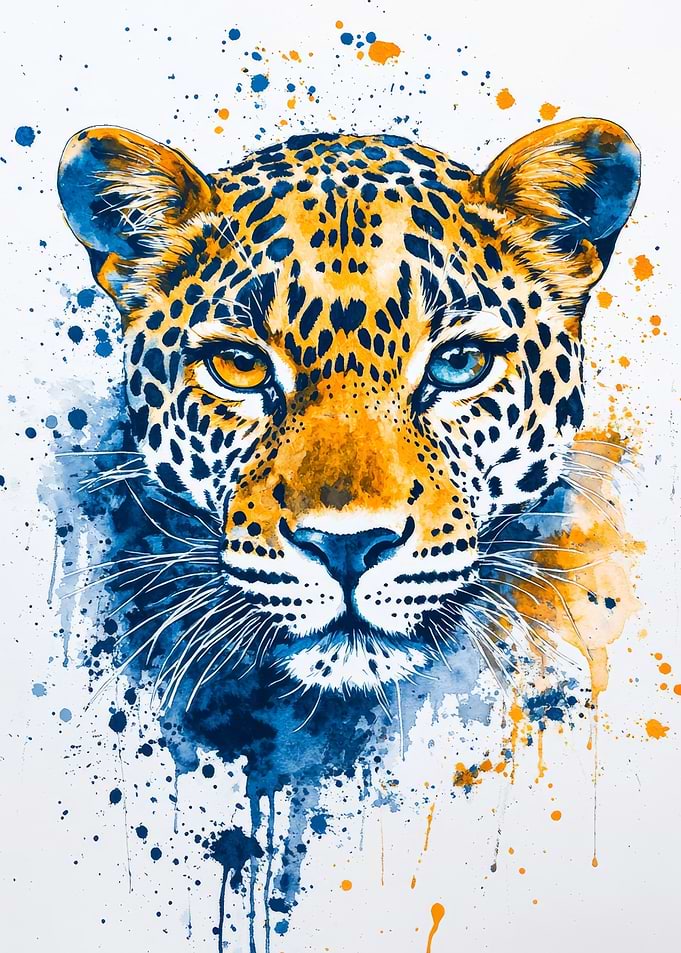 Wildly Spotted Leopard Watercolor Poster | Bold Wildlife Art for Nature-Inspired Decor