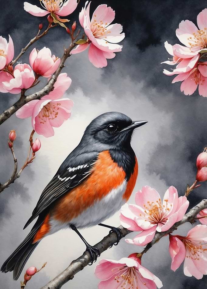 Bird in Cherry Blossoms