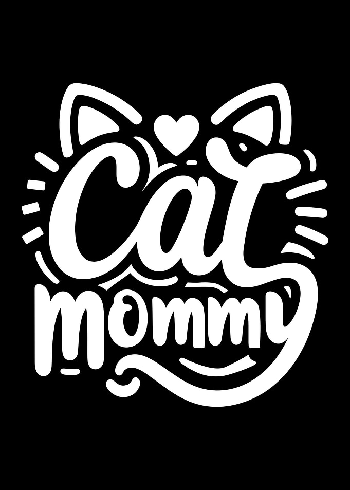 Cat Mommy typography heart Design