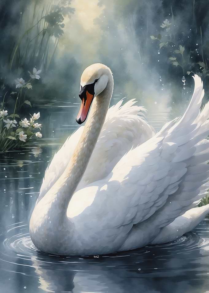 Elegant Swan in Mist
