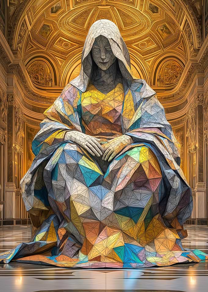 Geometric Virgin Mary Sculpture