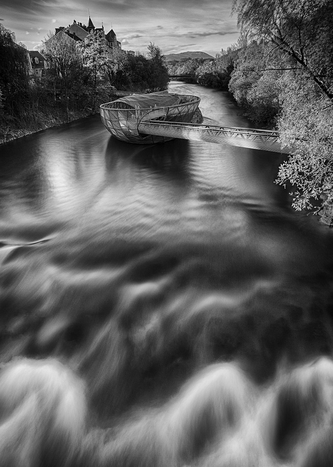 Long exposure of the Murinsel in Graz