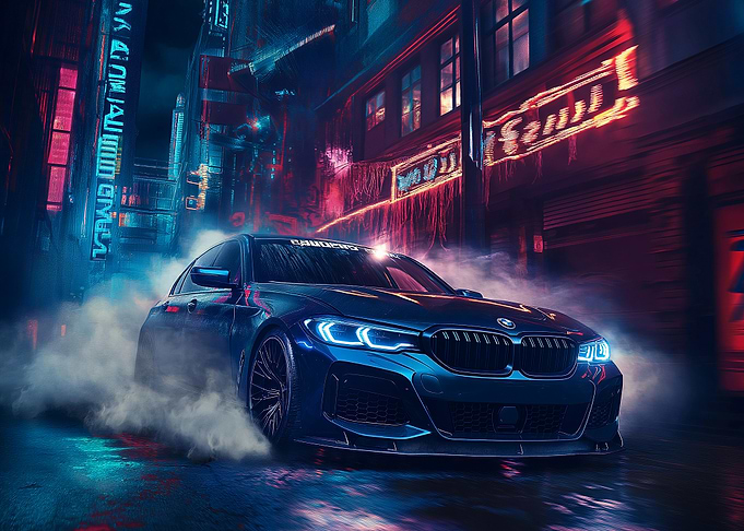 BMW in Neon City