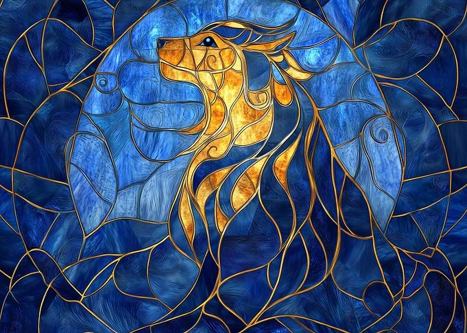 Golden Wolf: Stained Glass