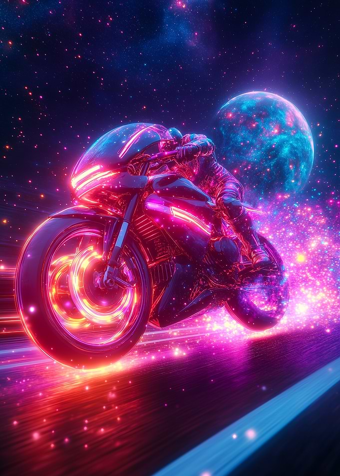 Neon Motorcycle Rider