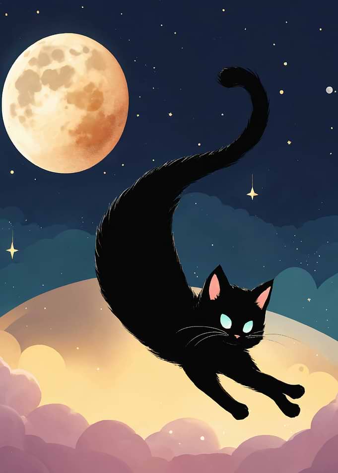 Black Cat Under the Moon