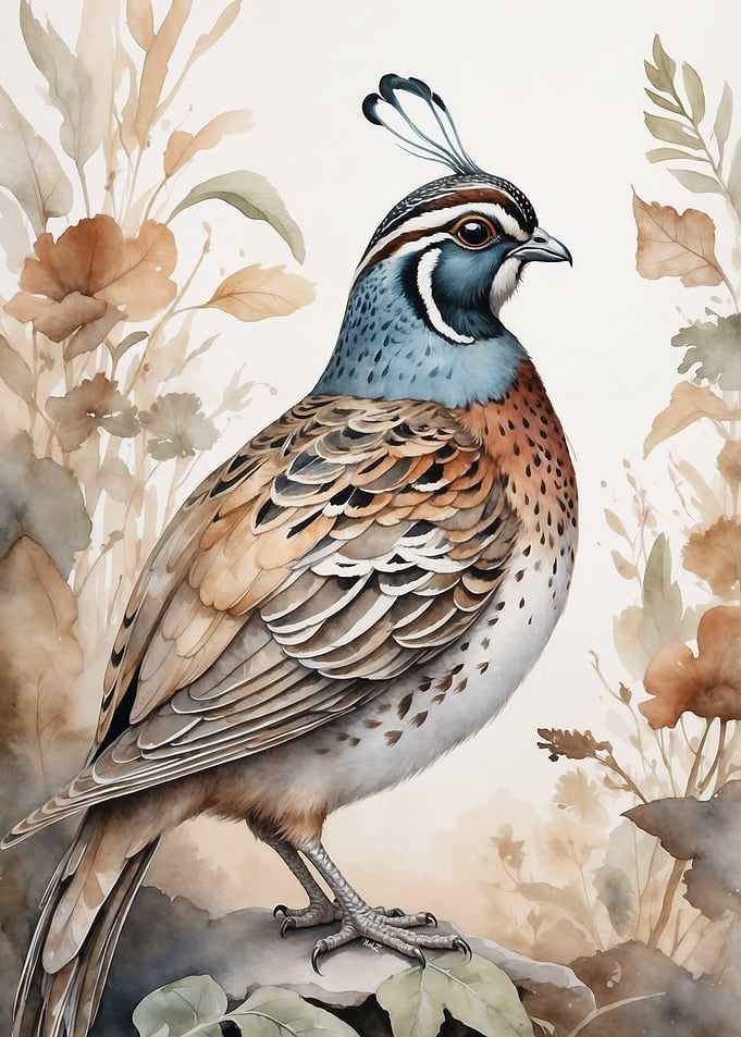 Watercolor Quail Painting