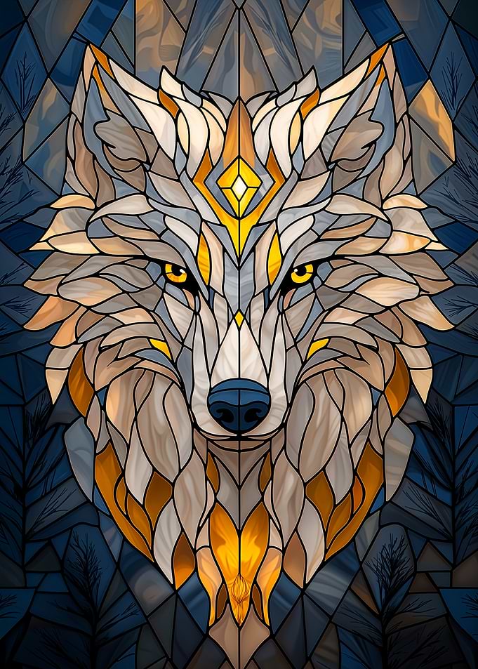 Stained Glass Wolf