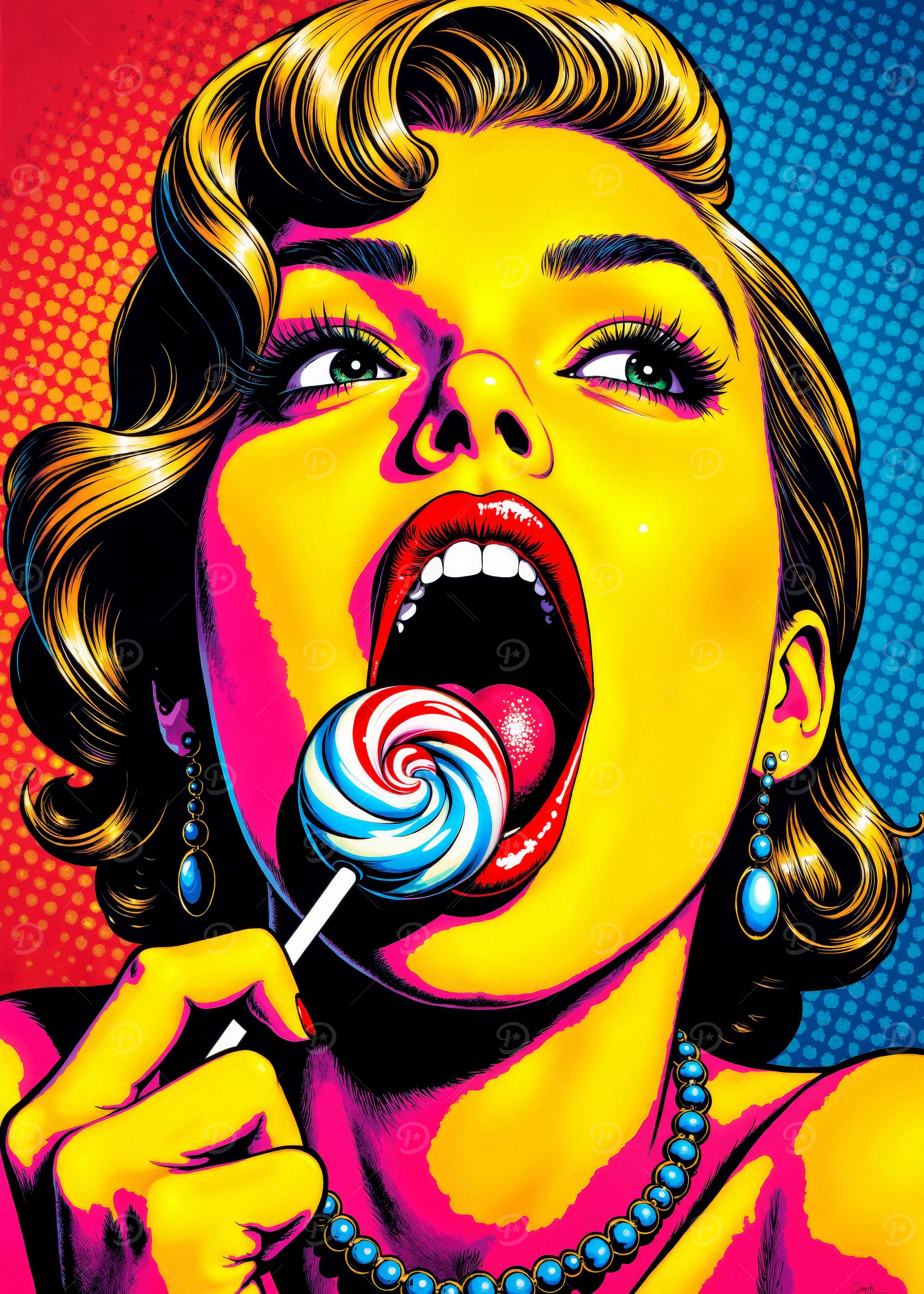 Pop Art Woman with Lollipop
