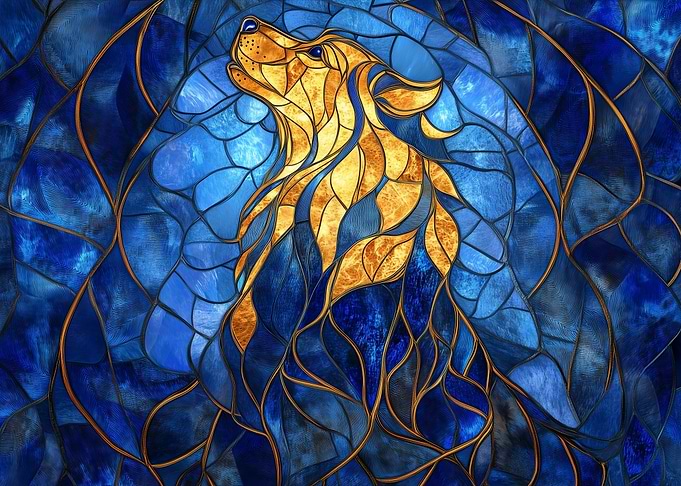 Howling dog: Stained Glass Serenade
