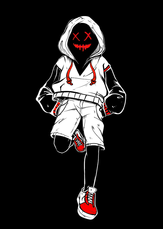 Hooded Figure with Red X Eyes
