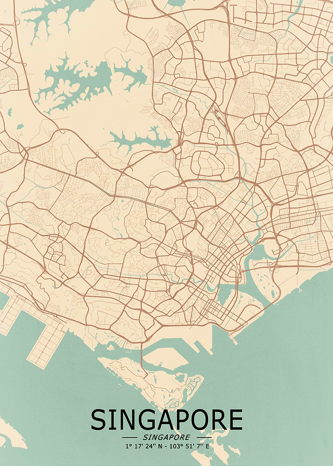 Singapore Vintage Map