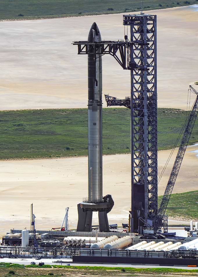 SpaceX Starship On The Launch Pad - Aerial Photo
