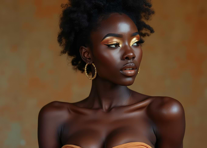 Black Gloddess with Gold Makeup