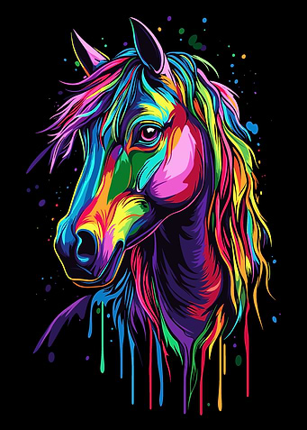Pop Art Rainbow Horse