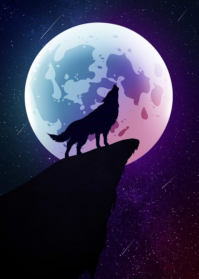 Wolf Howling at the Moon