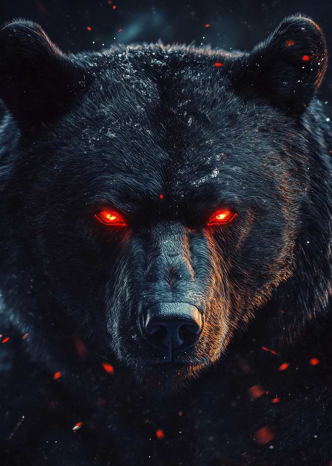 Black Bear with Red Eyes