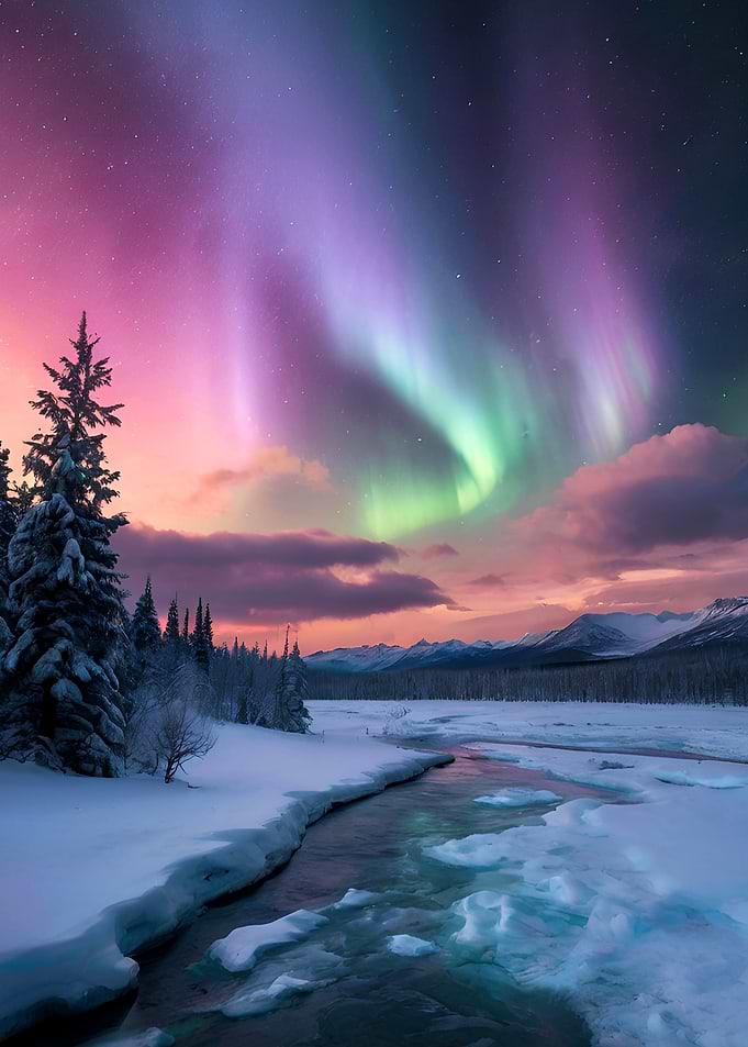 Aurora Borealis Over Snowy River