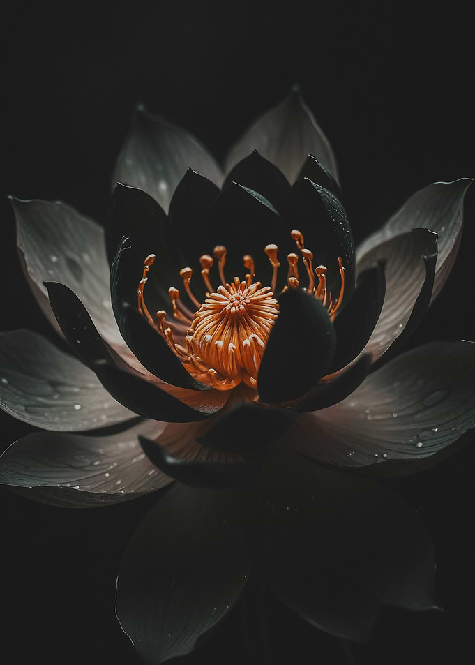 Black Lotus Flower, Gold Center