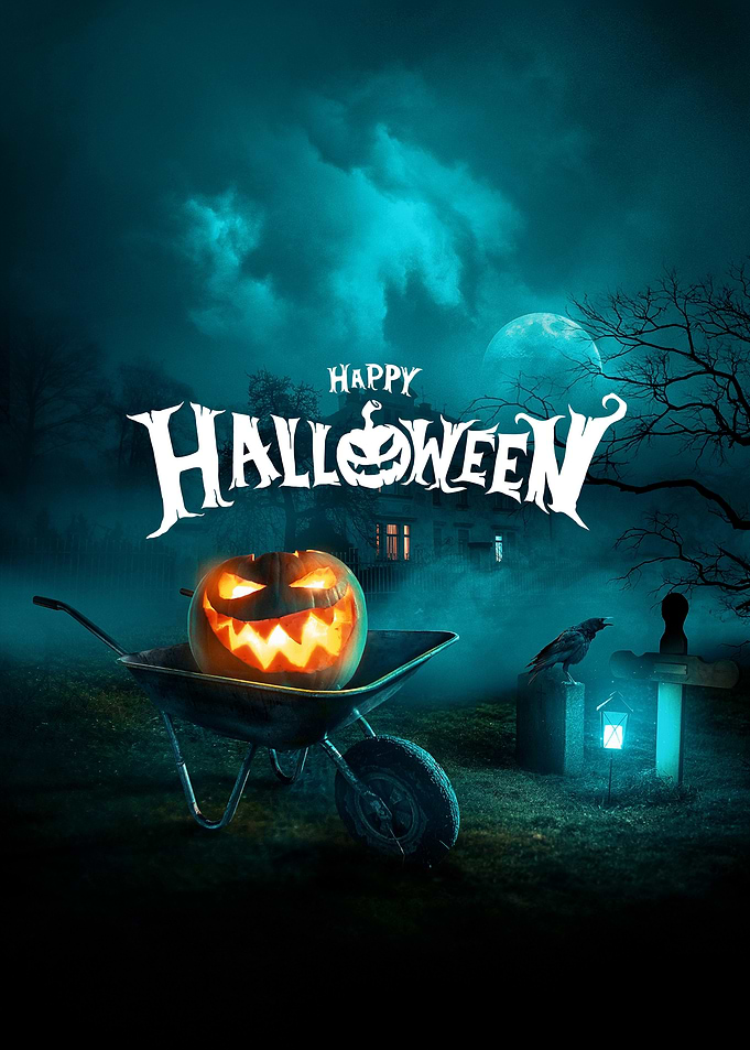 Halloween Pumpkin in Wheelbarrow