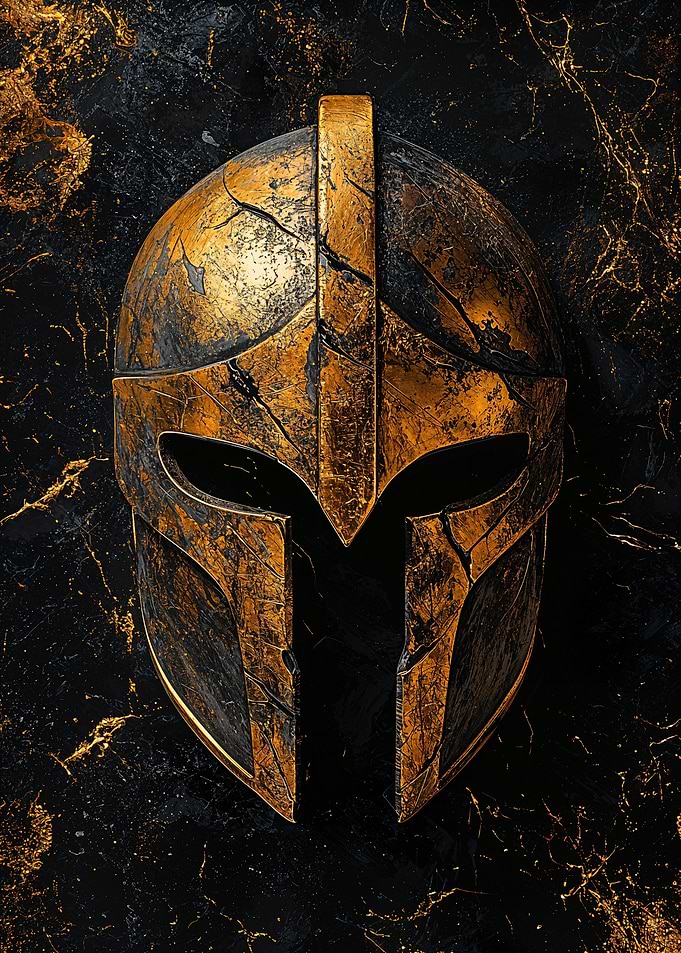 Golden Spartan Helmet