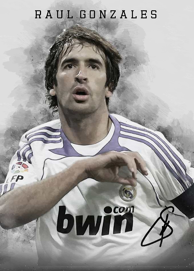 Raul Gonzalez Real Madrid Watercolor