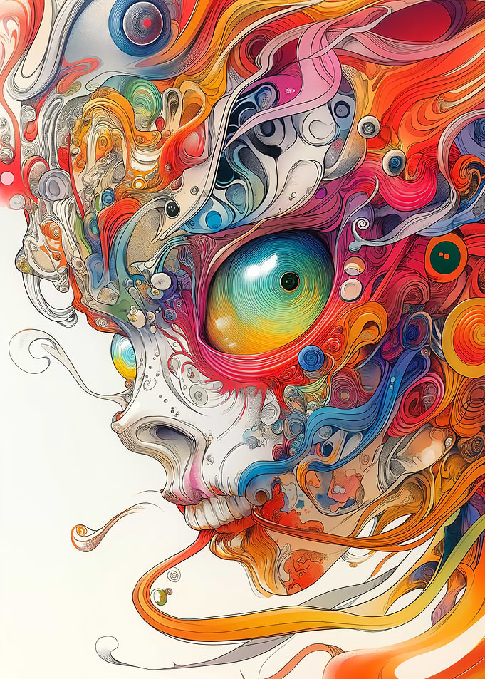 Abstract Skull with Swirling Patterns