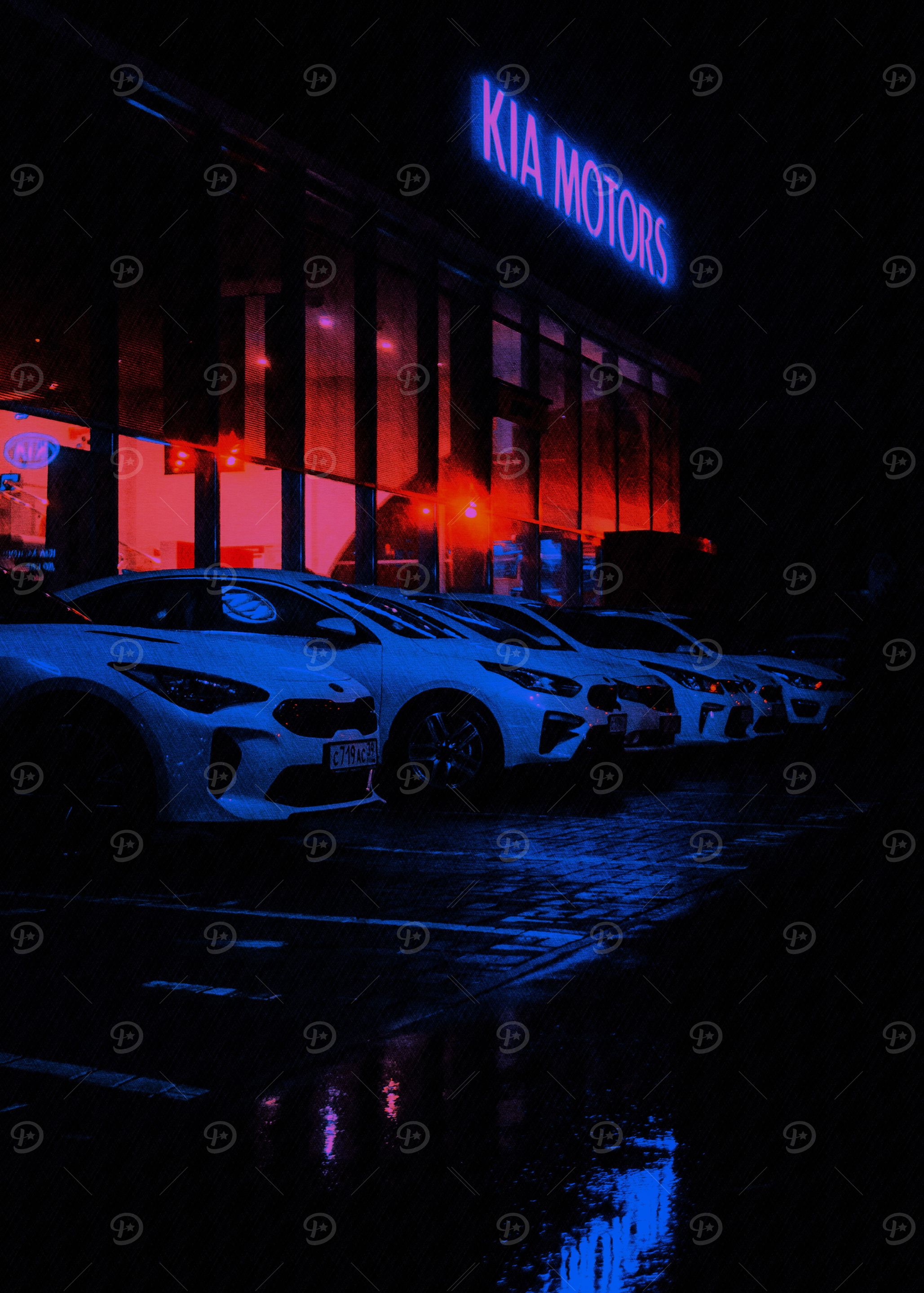 Kia Motors Showroom at Night