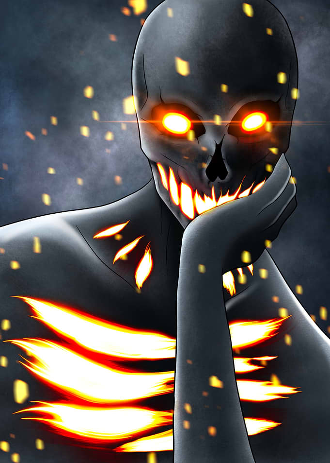 Burning Skull Figure