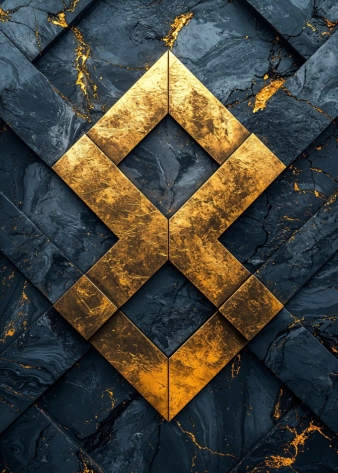 Gold Diamond on Black Marble