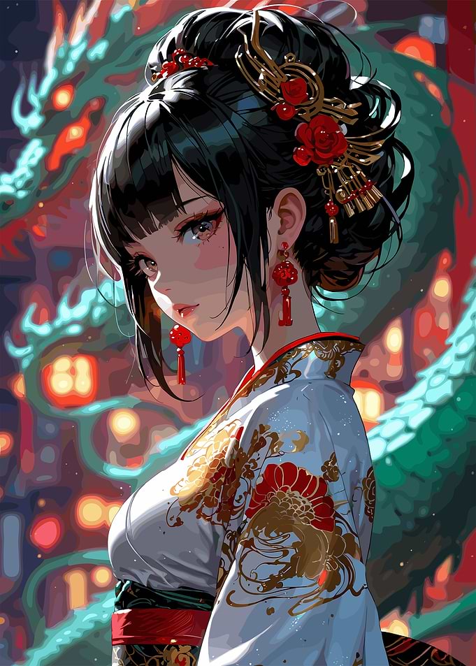 Anime Girl in Kimono
