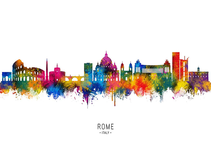 Rome Skyline Watercolor