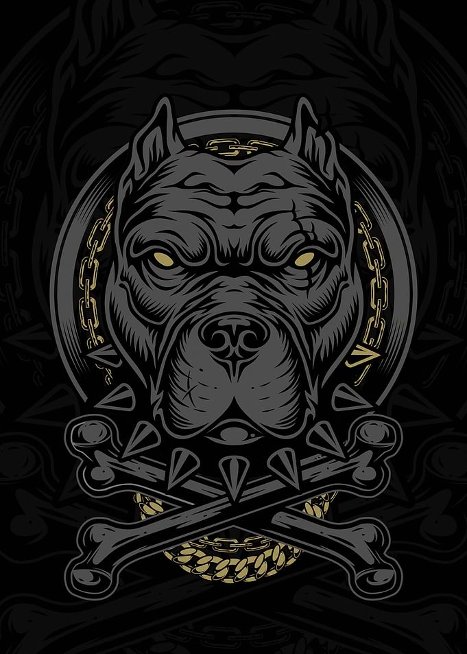 Pitbull Skull with Bones