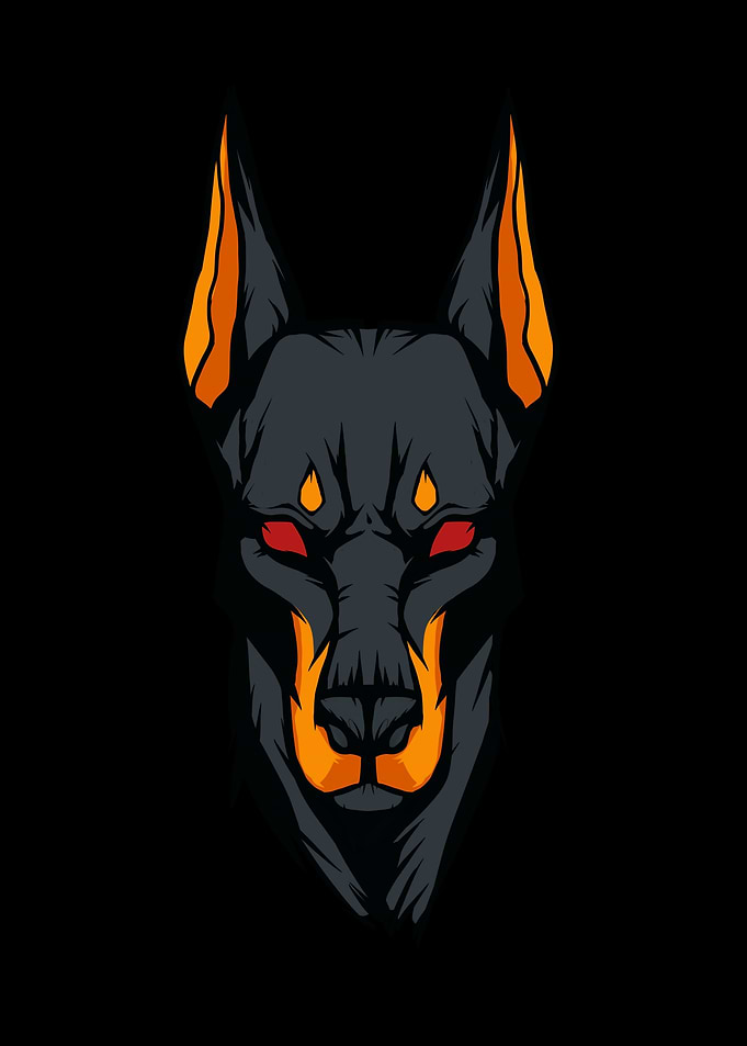 Doberman with Fiery Eyes