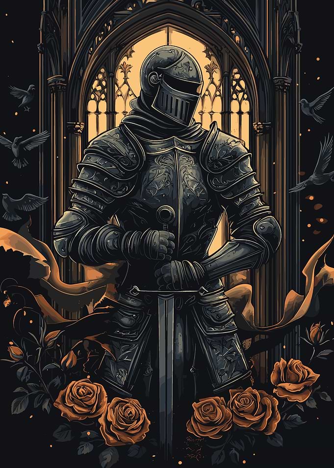 Knight in Armor with Roses