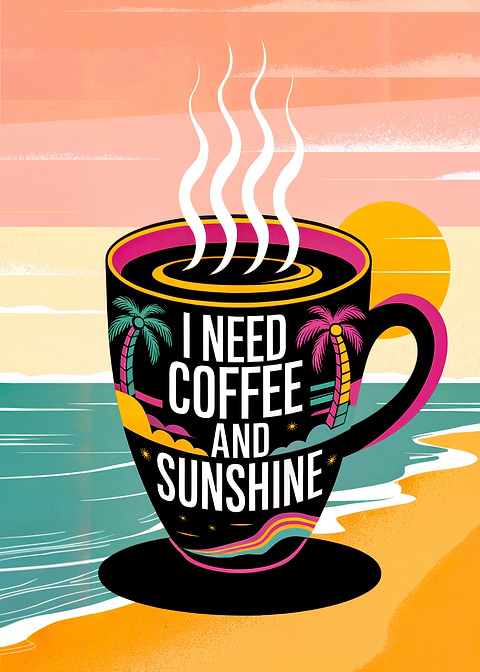 Coffee & Sunshine — metal poster wall art