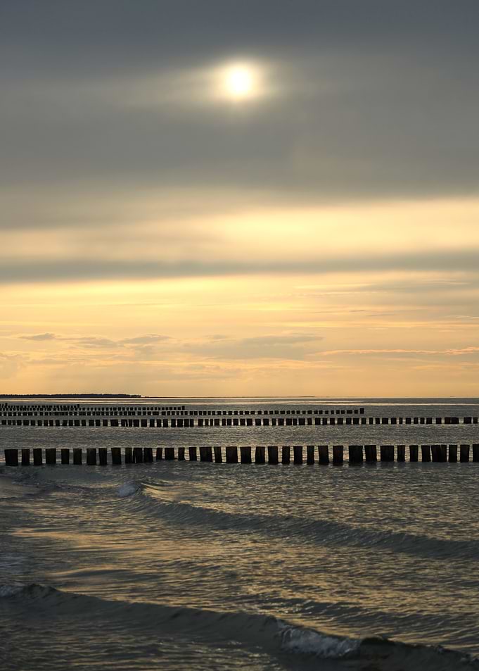 Sunset Seawall at the Baltic Sea