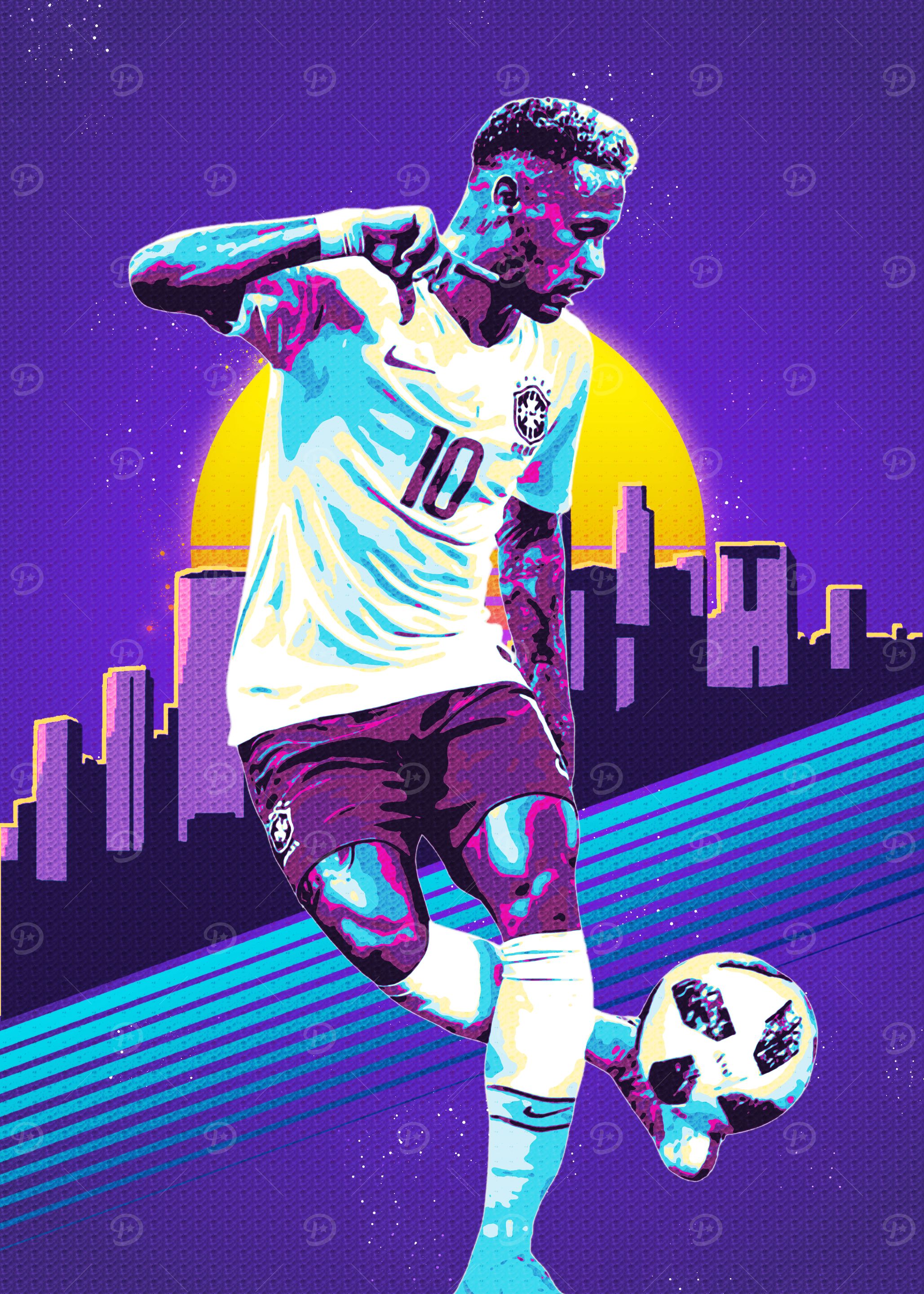 Neymar Jr. Retro Soccer Art