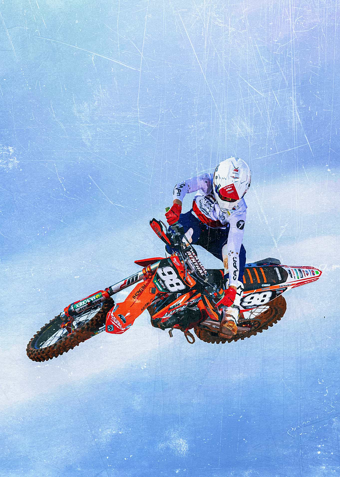 Motocross Rider in Mid-Air