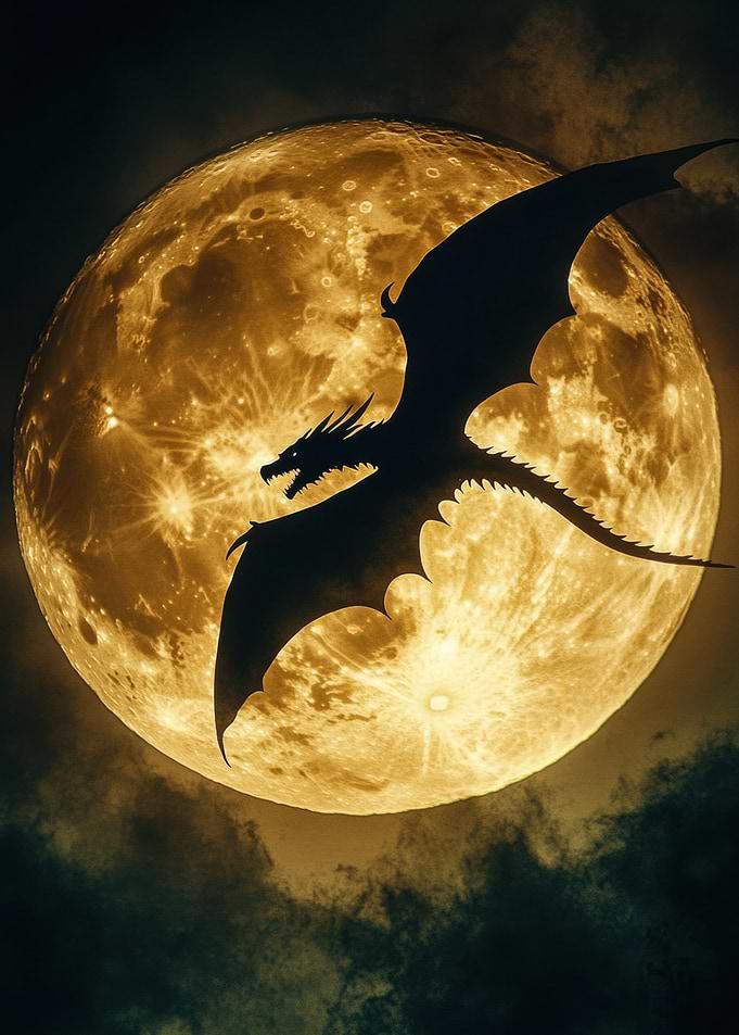 Dragon Silhouette Moon