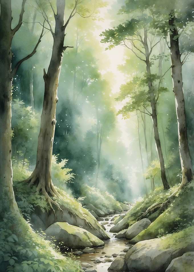 Sunlit Forest Stream