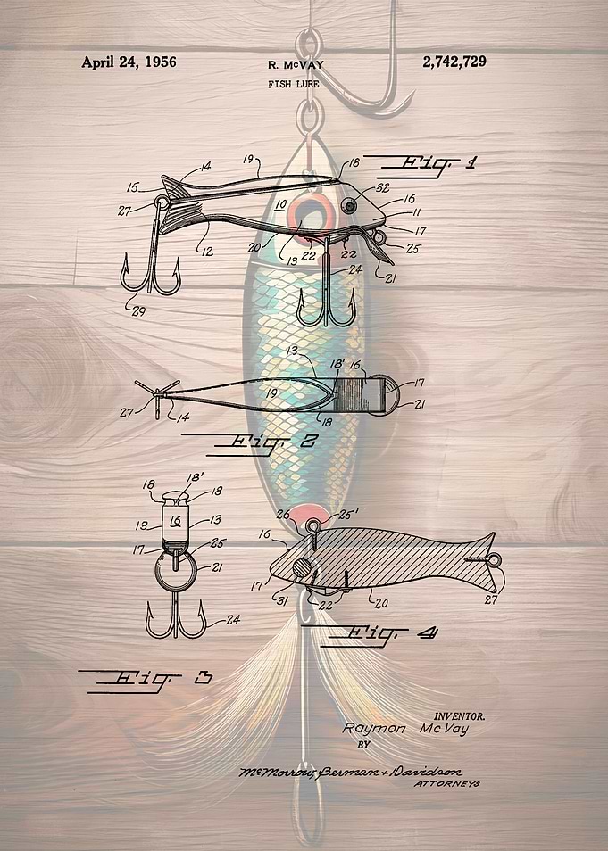 1956 Fishing Lure Patent Illustration