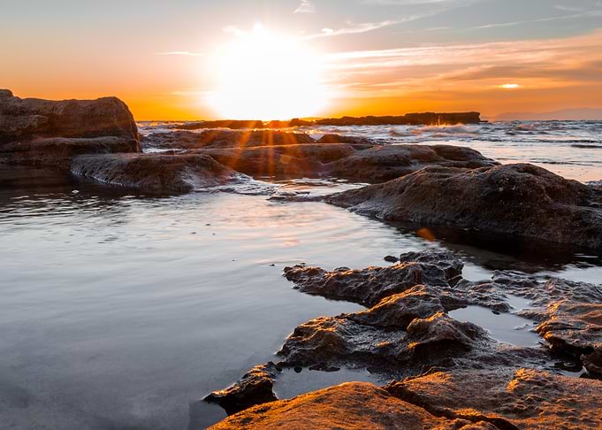 Sunset Over Rocky Coast