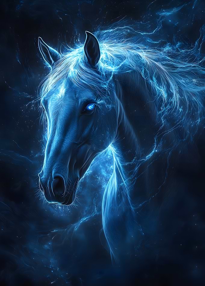 Mystical Blue Horse