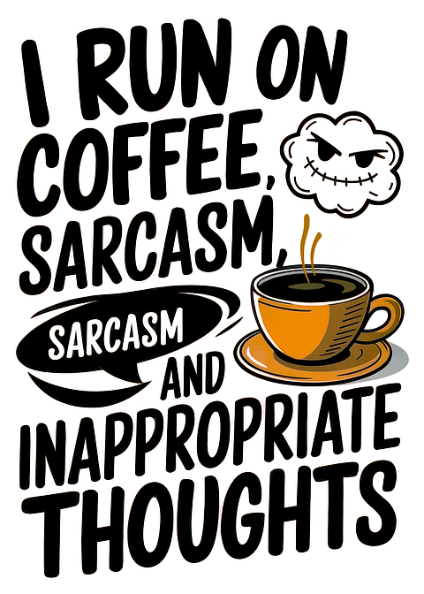Coffee, Sarcasm, Thoughts — metal poster wall art