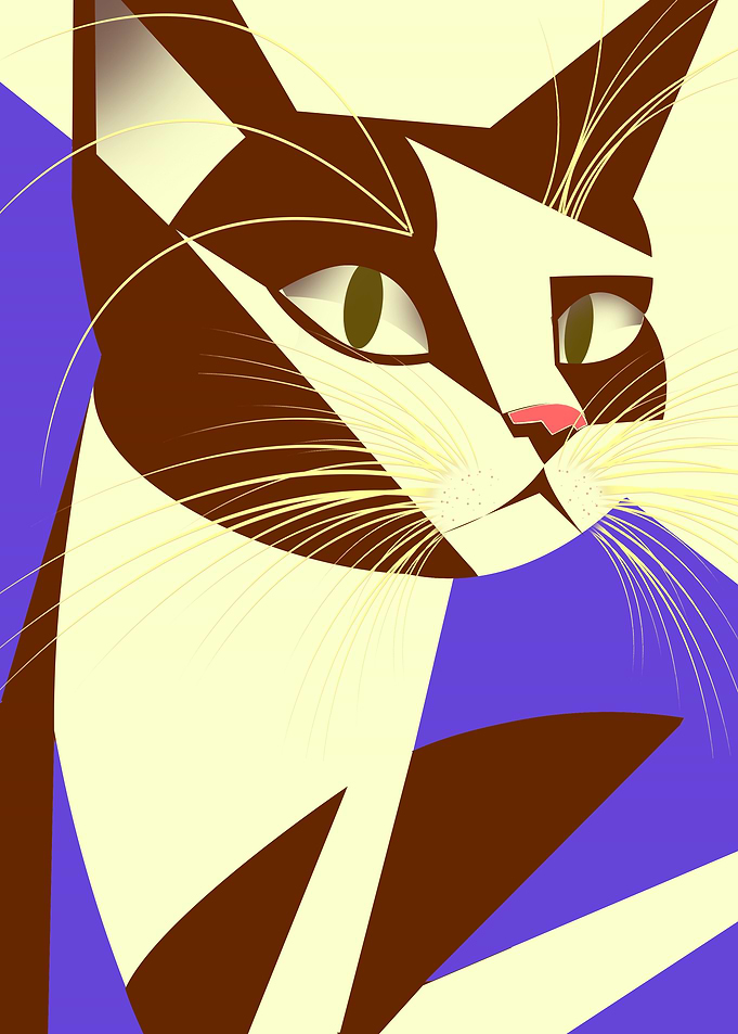 Geometric brown Cat Portrait