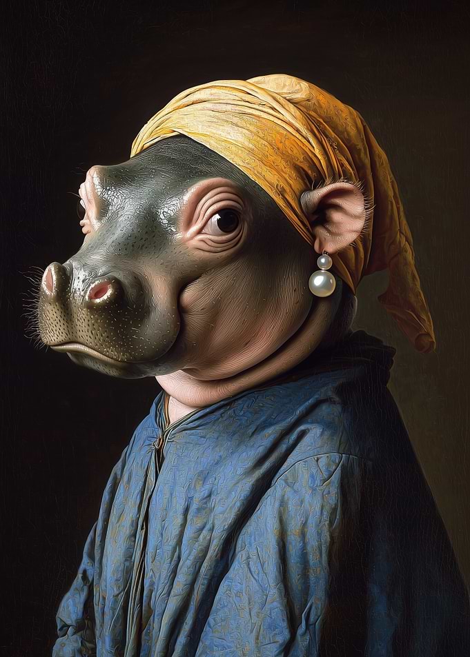 Hippo Girl with Pearl Earring