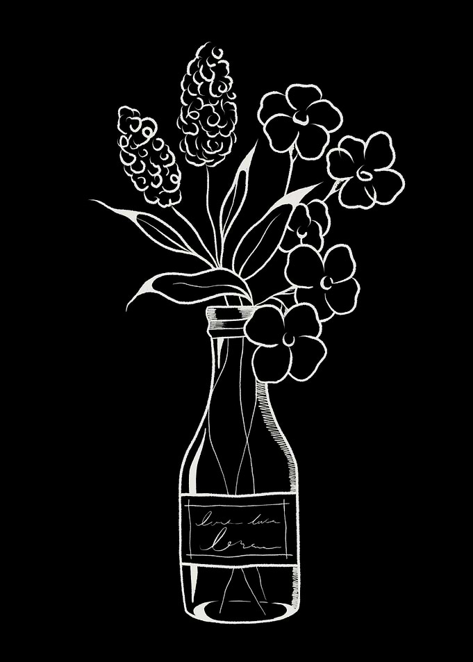 White Flowers in Bottle