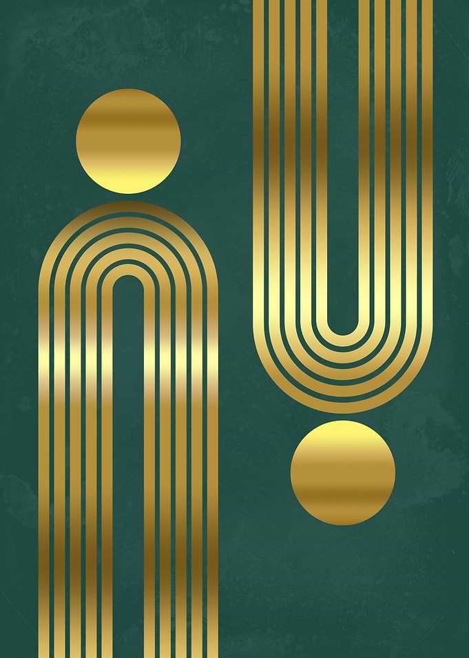 Gold & Green Abstract Art